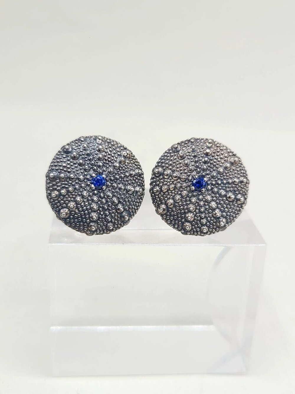 David Yurman Sea Urchin Cufflinks w/ Blue Sapphire & 18K Yellow Gold - RARE